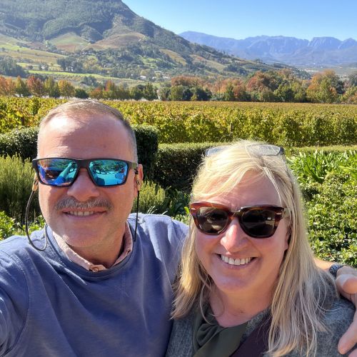 Two people in the Cape Winelands