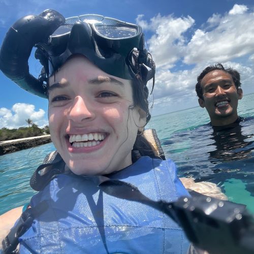 A couple snorkeling at Santorini Resort in Mozambique.