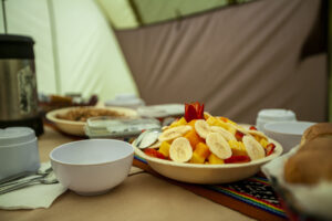 Fresh fruit in a dining tent,