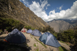 A campsite with tents in Peru