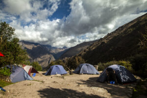 A campsite with tents in Peru