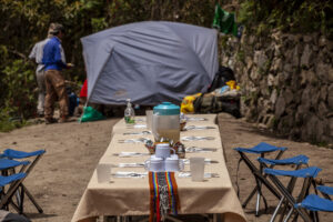 Dining outside while camping