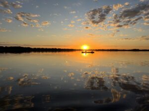 A sunset canoe ride in the Brazilian Pantanal