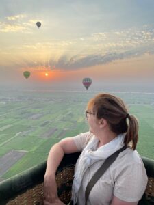 A woman on a hot air balloon ride