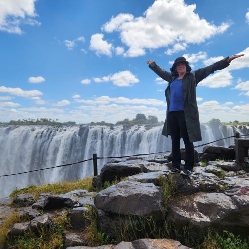 A lady at the top of Victoria Falls.