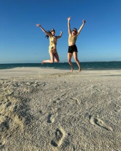 Golden hour at the beach! My colleague Alexis and I jumped for joy while exploring sand bars around Benguerra Island, Mozambique.