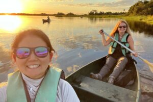 Exploring Caiman Ecological Refuge in the Pantanal of Brazil was a highlight this past summer. My colleague, Jennifer, and I relaxed on a sunset canoe excursion and soaked up the brilliant evening colors.