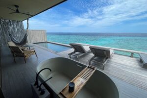 The view from a villa at Patina Maldives resort.