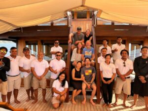 Large group of people on Komodo Boat, Indonesia