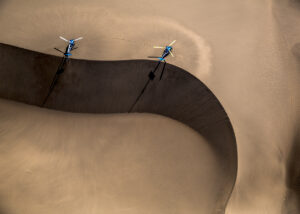 Taking a helicopter in Kenya to the sand dunes
