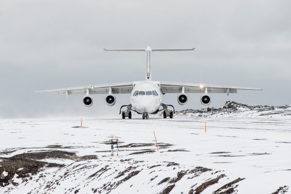 An aircraft on the Antarctic ice.