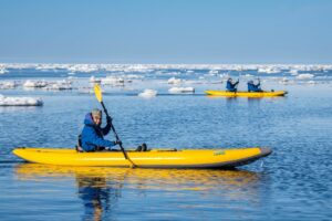 Kayaking in Svalbard, Norway.