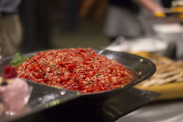 A bowl of salsa.