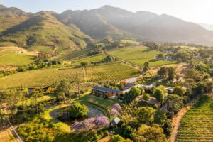 Aerial view of La Residence in Franschhoek, South Africa.