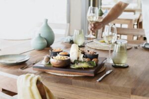 Food and wine on a table