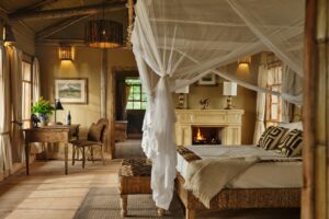 A banda bedroom at Kibale Lodge.