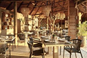 Dining at Victoria Falls River Lodge