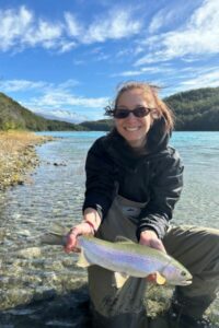 Mel with a fish in Chile