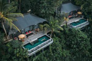 Arial view of villas at Capella Ubud.