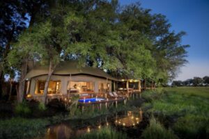 Exterior view of a guest suite at Duba Plains.