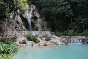 The Kuang Si Waterfall in Luang Prabang, Laos.