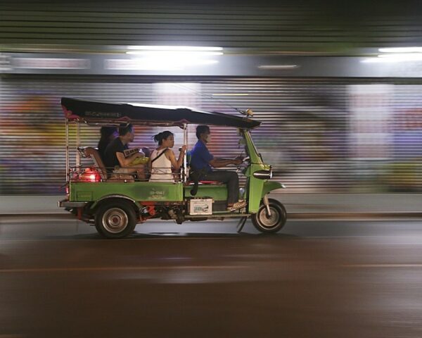 A tuk tuk in Southeast Asia