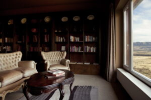 The Library at Eolo Hotel in Argentina.