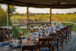 Dining at a camp in the Okavango Delta, Botswana