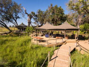 The common area of a camp in the Okavango Delta, Botswana