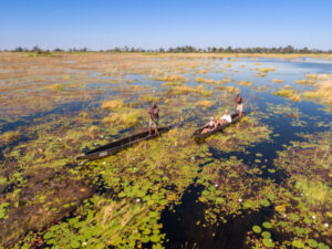 A mokoro ride in the Okavango Delta, Botswana