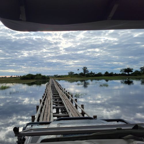 A vehicle crossing a bridge in Botswana