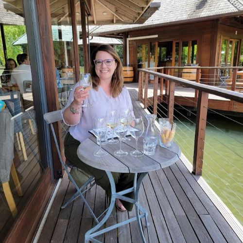A woman drinking wine