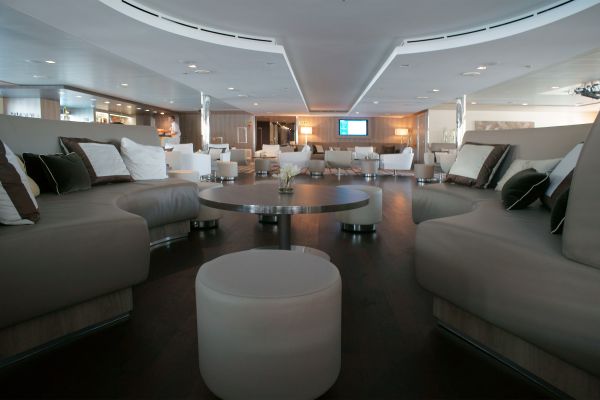 The lounge on a boat.