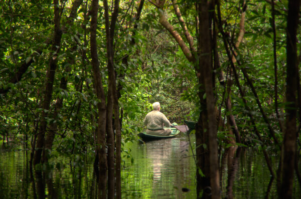 Kayaking on the River at Anavihanas Lodge in Brazil.