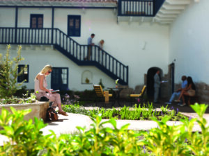 The courtyard at Belmond Palacio Nazarenas in Cusco, Peru.