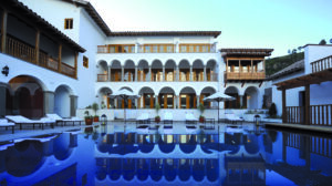 The pool at Belmond Palacio Nazarenas in Cusco, Peru.