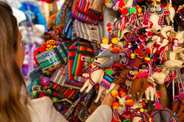 A scene from a market in Cusco, Peru.