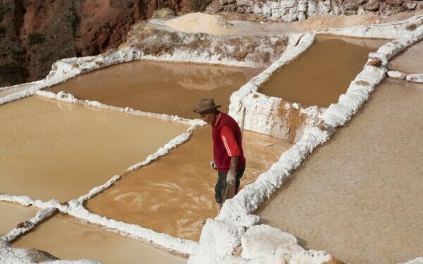 Ancient colorful salt pools of Maras, Peru.