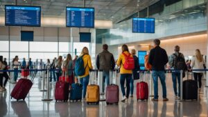 People at an airport.